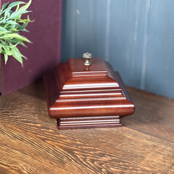 Vintage Bombay Musical Ring Box Wooden Jewelry Box with Green Velvet - Picture 1 of 17